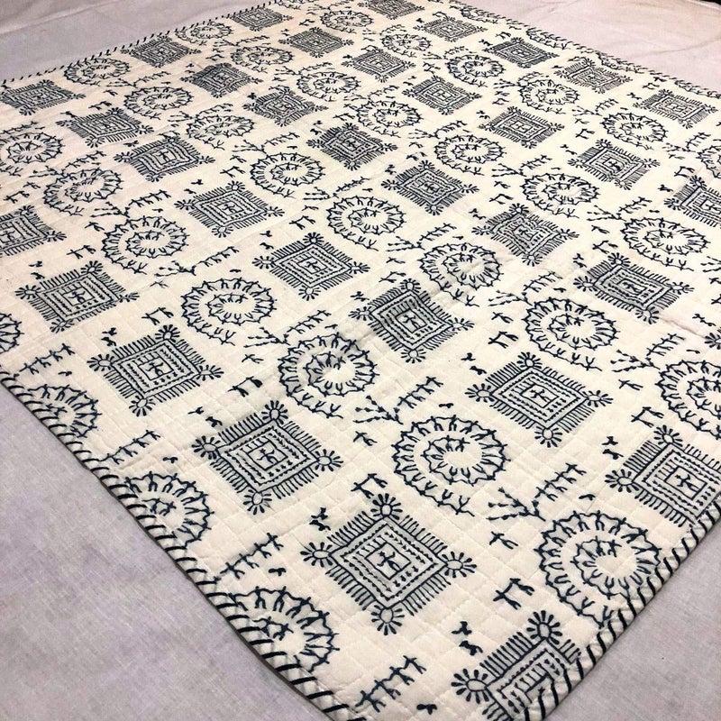 Trade Star Reversible Quilted Handmade Wrap 100% Cotton Super Soft Quilt Toddler Blanket Warm Indian Design Ethnic Authentic Soft Quilt Hand Block Print Baby Blanket - Image 5